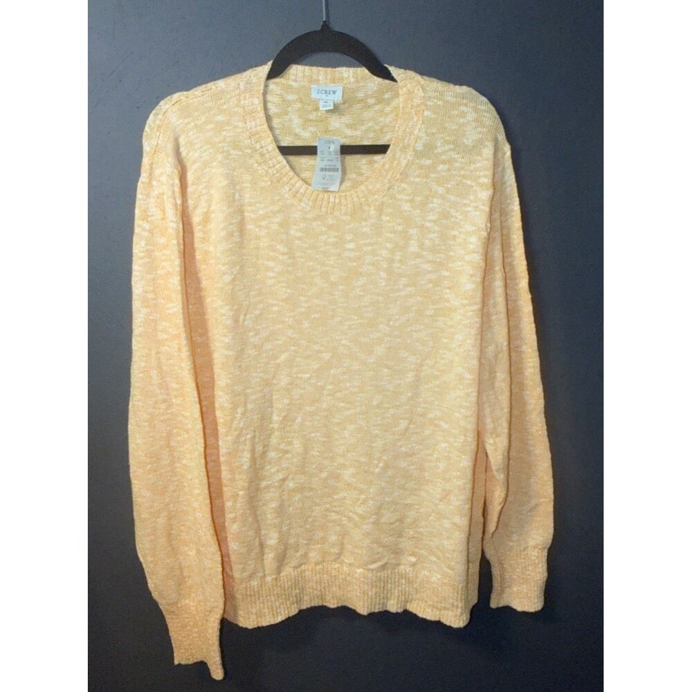 J. Crew Factory Size XL Orange Sherbet Marled Crewneck Summer Sweater Cotton New - Picture 2 of 6